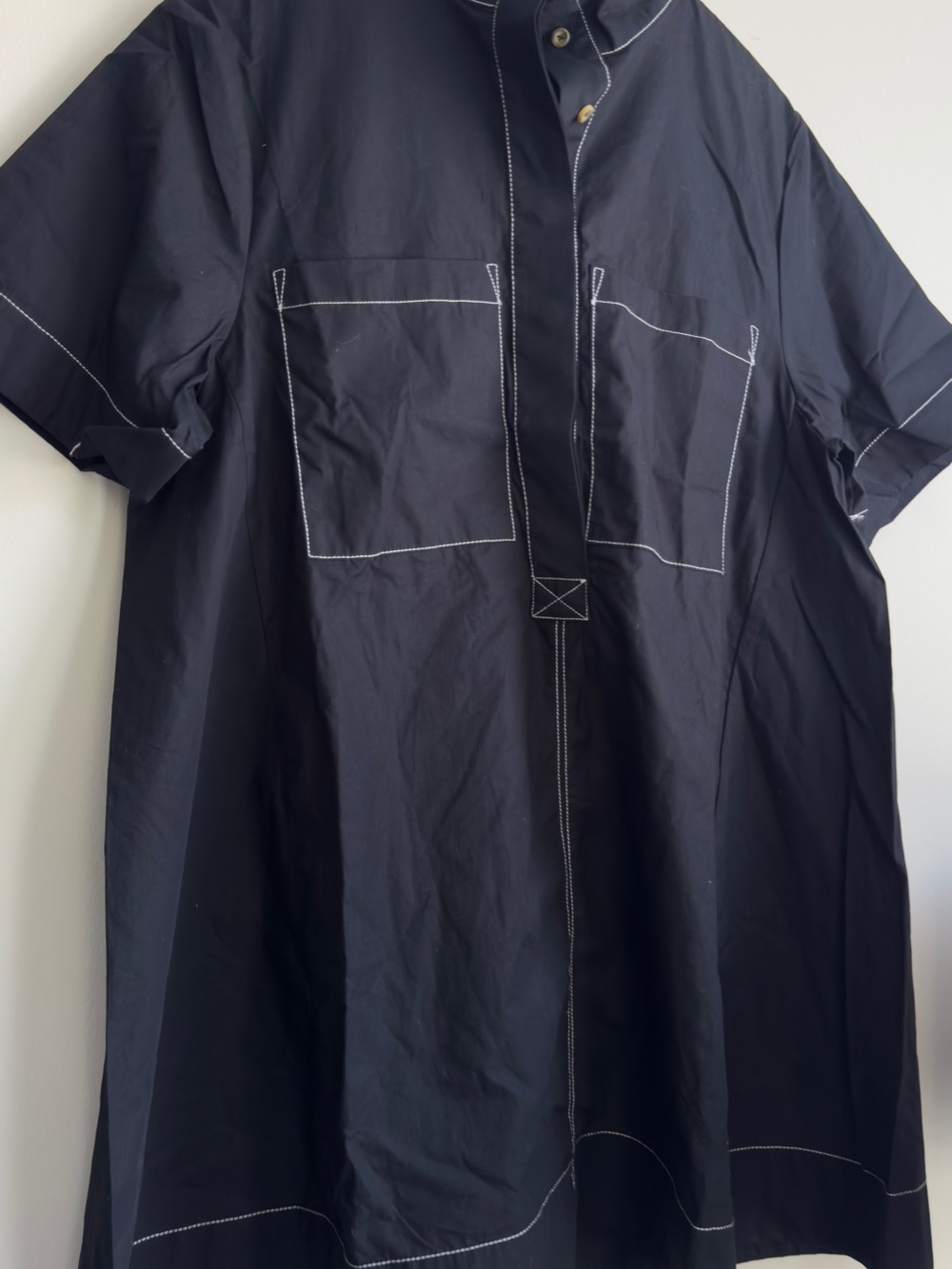 Anthropologie Boxy Black Mini Dress with Contrast Stitching - Picture 5 of 10
